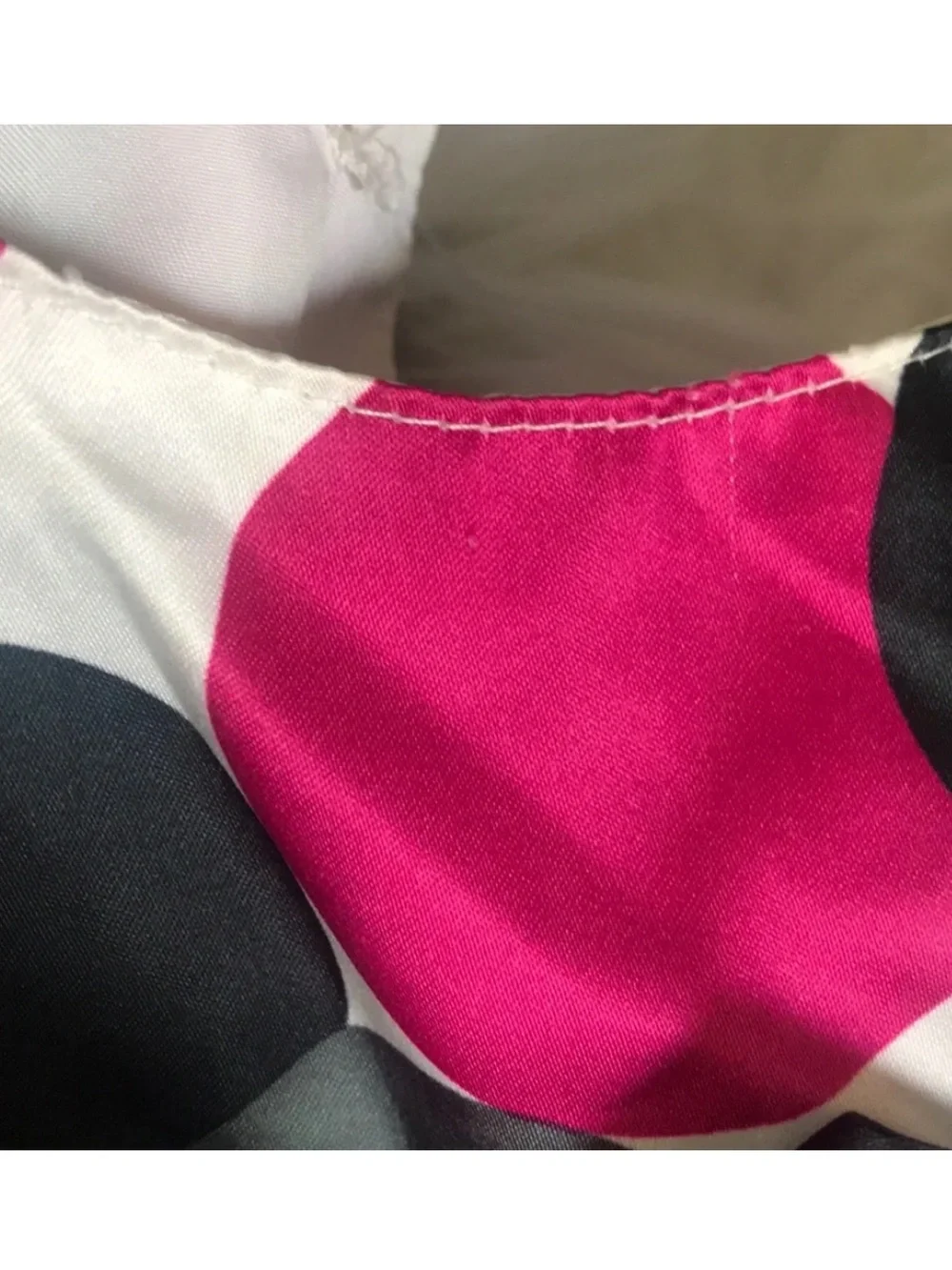 Cute Carters satin modern pink black white polka dot dress size 6 Mo